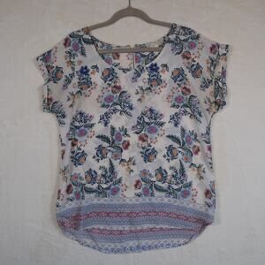 Pink Republic Floral Boxy Garden Top Size L Cottagecore Hi Low Whimsical Grandma